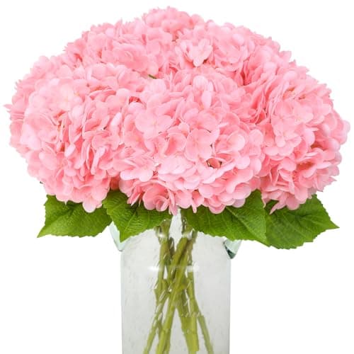 Image of JUSTOYOU Hydrangea Flowers Artificial,3 PCS Single Long Stem Realistic Hydrangeas Flower, 19.6Inch Large Real Touch Fake Hydrangea Flower Bouquets for Wedding Home Party(Pink Hydrangeas Flowers)