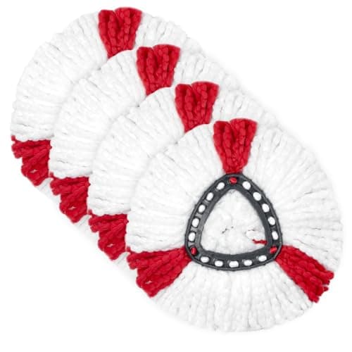 Image of (4Pack) SUPERFA Mop Heads Compatible with Vileda 2-in-1 Turbo Mop Replacement Head, Microfibre, Red, White