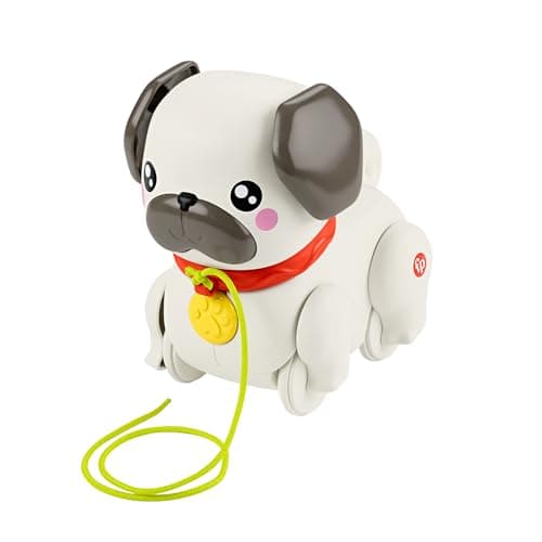 Image of Fisher-Price Baby & Toddler Pull Toy FP Pets Walk-The-Pup-Pug with Motion & Sounds for Kids Ages 12+ Months, HTW94