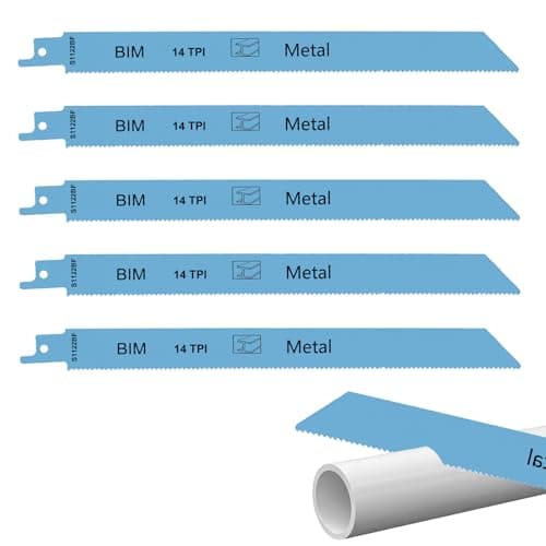 Image of 5 Pack Reciprocating Saw Blades, S1122BF 230mm 14TPI, Bi-Metal Reciprocating Saw Blades For Cutting Steel Pipes, Sheet Metal & Conduit – Fits Bosch Dewalt Ryobi Sabre Recip Saws