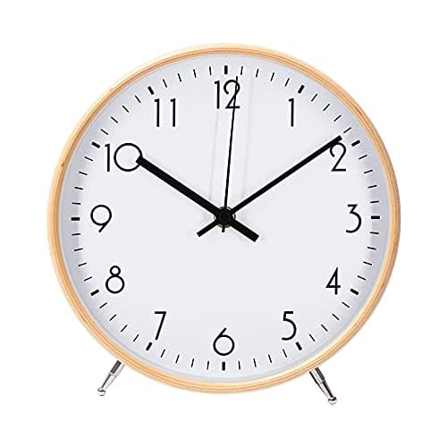 Image of ALEENFOON 8.6 Inch Wooden Quartz Wall Clock 22cm Modern Silent Non-ticking Wood Wall Clocks Table Clock for Living Room Bedrooms Office Kitchen Indoor Kids (white)