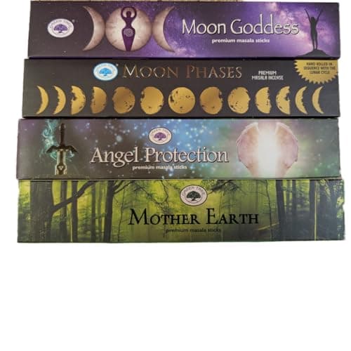 Image of Green Tree Incense Sticks Pack of 4 – Moon Goddess, Moon Phases, Angel Protection & Mother Earth with JRose Incense Burner – Natural Fragrance for Meditation, Relaxation & Spiritual Connection 32