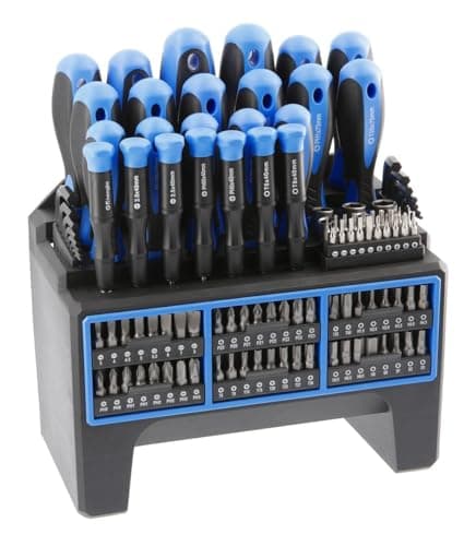 Image of Högert Technik – 114-Piece Screwdriver & Bit Set – Universal Tool Kit – Magnetic Screwdrivers, Bits & Allen Keys – Hand Screwdriver – Black/Blue
