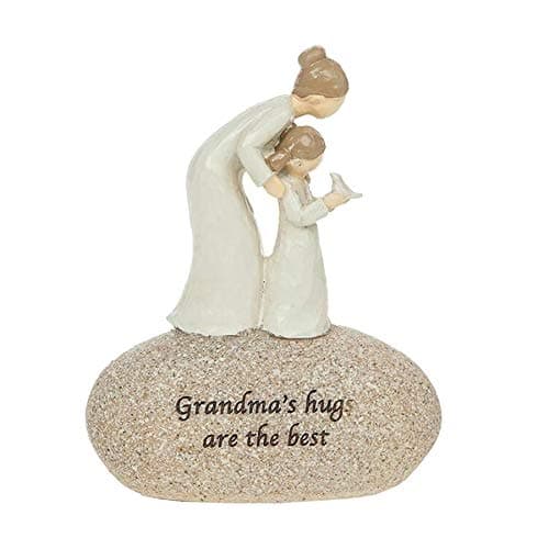 Image of Sentiment Stone Pebble Ornament with Heartfelt wording (Grandma's Hugs are the Best 4578)