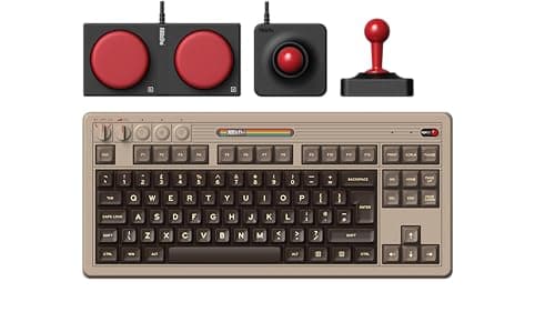 Image of 8Bitdo Retro Mechanical Keyboard, Bluetooth/2.4G/USB-C Hot Swappable Gaming Keyboard with 87 Keys, Dual Super Buttons and Super Stick for Windows and Android - ISO UK Layout - C64 Edition