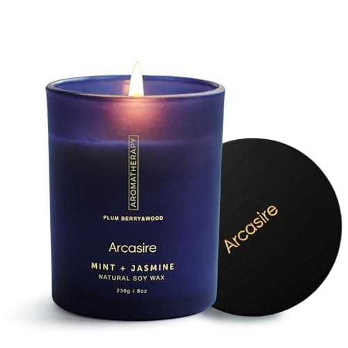 Image of Arcasire Mint & Jasmine Scented Candle, Luxury Candles for Women, 8oz Soy Wax Candle, 50 Hours Burn Time, Ideal Candle Gift for Women and Men, Birthdays, Christmas, Weddings, Bath (Mint & Jasmine)