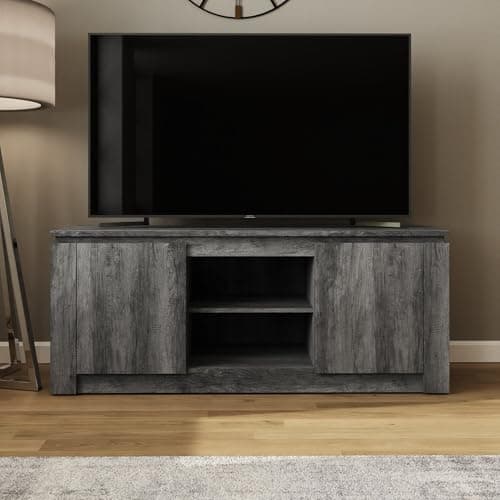 Image of GFW Canyon Charcoal Grey Wide TV Unit Large Stand Cabinet with Shelves & Storage