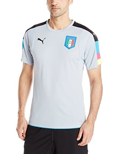 Image of PUMA Men's FIGC Italia Goalkeeper Short Sleeve Shirt, Blue Fog/Black, Medium