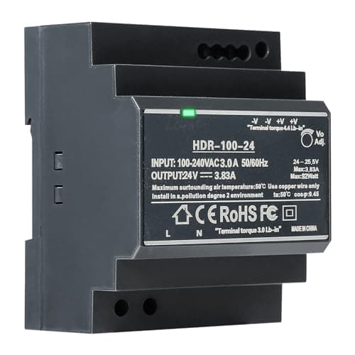 Image of DEWIN Switching Power Supply, 24V Dinrail Transformer Din Rail Power Supply Transformer for Din Rail for Industrial Automation Equipment HDR-100W-24V DC 3.83A