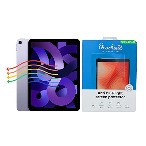 Image of Ocushield Anti Blue Light Screen Protector for iPad Air 4th/5th Gen 10.9" & iPad Pro 11" (2018-2022) - 9H Tempered Glass Blocks UV & Blue Light, Anti-Glare, Anti-Bacterial, Designed by UK Optometrists
