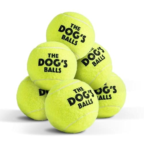 Image of The Dog's Balls – Dog Tennis Balls, Yellow, Medium, 6‑Pack - Non-Abrasive Felt Fetch Balls, Tough Rubber Core, Floats in Water