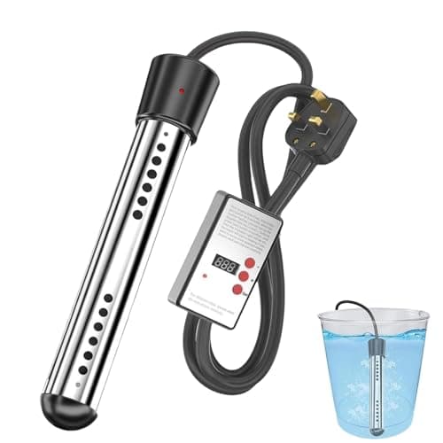 Image of Portable Water Heater 2000W, Fast Heating Swimming Pool Heater with 304 Stainless Steel and Digital LCD Thermometer, Heats 5 Gallons in Minutes, for Home Camping Bath Pool Outdoor