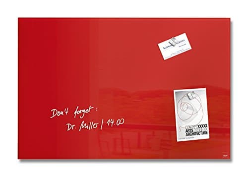 Image of SIGEL GL122 Premium Glass magnetic Board, glossy surface, 60 x 40 cm, easy mounting, Red - Artverum