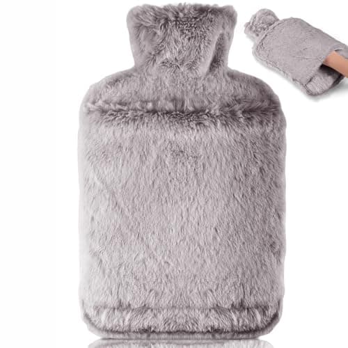 Image of BOLEi Hot Water Bottle with Luxury Cosy Faux Fur Cover,2L Leakproof Large Hot Water Bag for Neck,Shoulder,Hand Feet Warmer,Ideal for Women,Men(Brown)