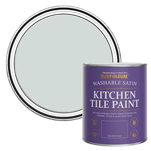 Image of Rust-Oleum Grey water resistant Kitchen Tile Paint in Satin Finish - Dove 750ml