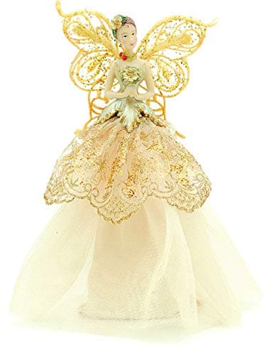 Image of Gisela Graham Christmas Harmony Gold Christmas Angel Fairy Tree Topper
