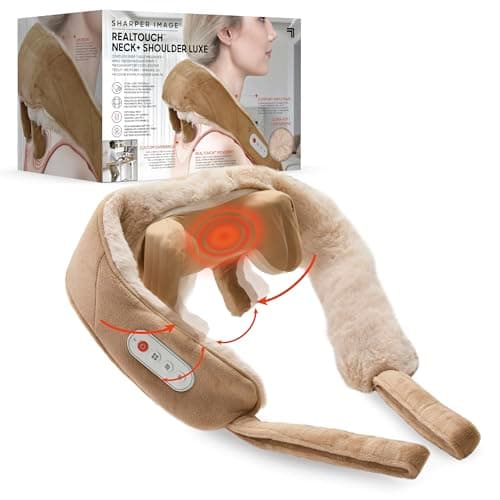 Image of Sharper Image RealTouch Neck & Shoulder Luxe Massager - Cordless Electric Deep Tissue Massager with Heat, 2 Speeds & 3 Modes, Shiatsu Neck and Shoulder Massage to Comfort & Soothe Tight Muscles
