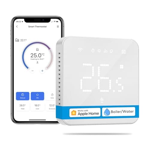 Image of Meross WiFi Smart Thermostat for Boilers, Wall Heating Thermostat for Gas/Water Boilers, Compatible with Apple HomeKit, Alexa, Google Assistant, LED Digital Touch Screen