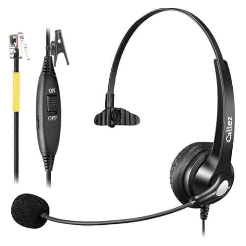 Image of Landline Phone Headset with Microphone Noise Cancelling, RJ9 Telephone Headset for Yealink T41 T42S T46S T48S Avaya 1608 9608 Cisco 7905 7911 Grandstream GXP2140 Snom Panasonic KX-T Office IP Phones