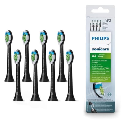Image of Philips Sonicare Original W2 Optimal White Standard Sonic Toothbrush Heads - 8 Pack in Black (Model HX6068/13)