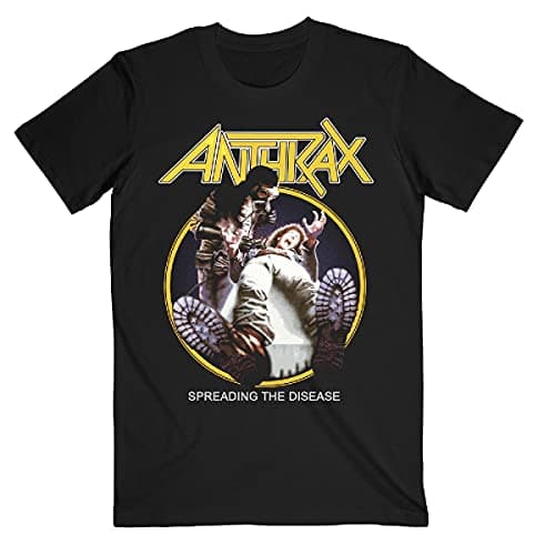 Image of Anthrax Spreading The Disease Track List Official Tee T-Shirt Mens Unisex (Small) Black