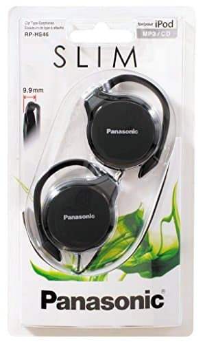 Image of Slim Panasonic RP-HS46E-K On-Ear Clip Type Earphones / Ergonomic Design / Headphones use for Mobile Smart Phone, Tablet, Laptop, PC / iCHOOSE / Black