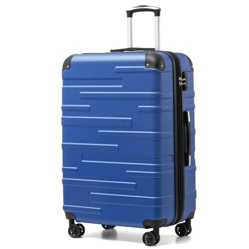 Image of COOLIFE Hard Shell Suitcase with TSA Lock and 4 Spinner Wheels Lightweight Durable (Navy Blue, L(77cm 93L))