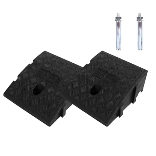 Image of Haipky 2 Pack Portable Lightweight Kerb Curb Ramps, 9.84"×10.63"×4.33" Threshold Ramps for Driveway, Sidewalk, Car, Scooter with 2 Expansion Bolts, Easy Setup, Ideal for Mobility Access