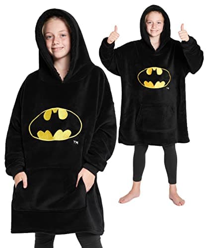 Image of DC Comics Batman Oversized Hoodie Blanket Kids and Teens Fleece Hoodie Super Soft Fluffy Blanket Hoodie Official Merchandise Gifts for Boys (Black)