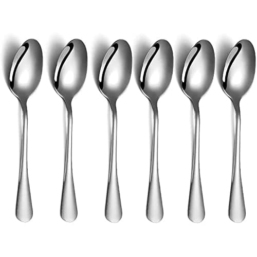Image of AEX Premium Collection Teaspoons, 18/0 Stainless Steel, Round Edge Plain Pattern Cutlery, Tea Spoons with Mirror Polished Finish– Pack of 6.[Silver]