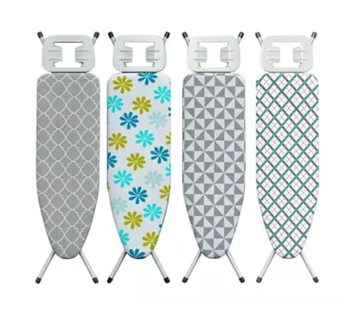 Image of Lightweight Folding Ironing Board Iron Board Iron Rest Sturdy 4 Leg With Strong Frame And 100% Cotton Cover Ironing Boards Free Standing Compact Easy Carry (Large (110 x 33cm))