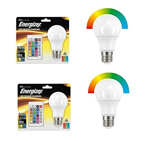 Image of ENERGIZER Colour Changing E27 GLS LED RGB+W with Remote Control (2 Pack)