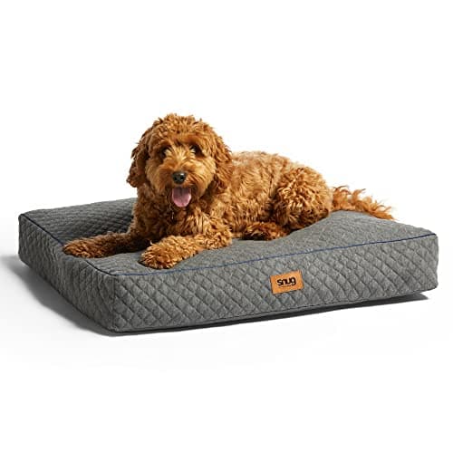 Image of Snug Furry Friends Dog Bed - Super Soft, Cosy and Comfortable Cat Dog Pet Bed Pillow Mattress Sofa with Non-Slip Base and Machine Washable Cover - Small/Medium - 75 x 50 x 11cm, Grey