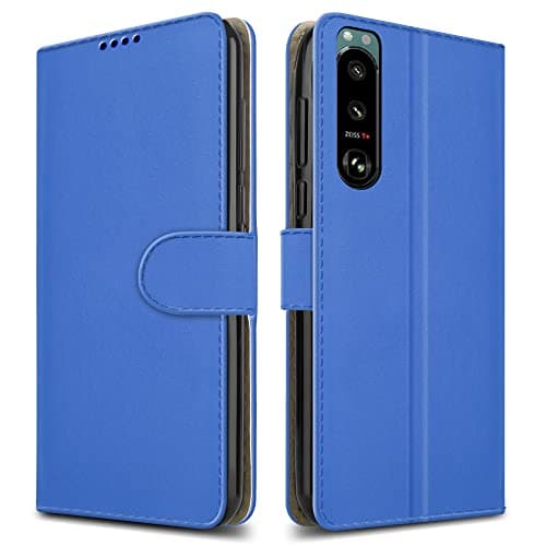 Image of PIXFAB For Sony Xperia 5 III 5G Leather Phone Case, Magnetic Closure Full Protection Book Folio Design, Wallet Case Cover [Card Slots] and [Kickstand] For Sony Xperia 5 III 5G - Blue