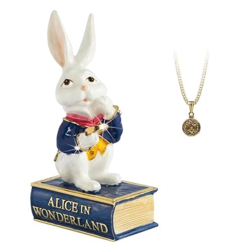 Image of Arora Secrets from Hidden Treasures Alice In Wonderland White Rabbit Trinket Box, Multicolour, One Size
