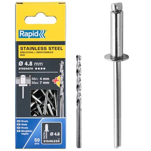 Image of Rapid Rivets Stainless Steel Including Drill Bit, 4.8 x 10 mm, 5000396 - 50 Pieces