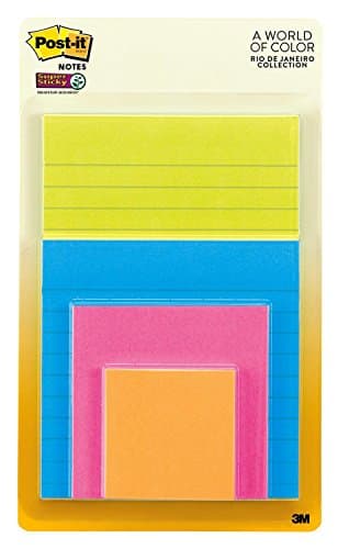 Image of Post-it 703167 Assorted "Rio De Janeiro Collection" Super Sticky Note - Assorted Colour