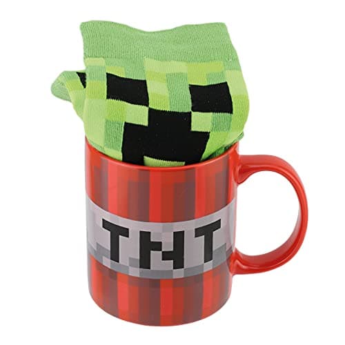 Image of Minecraft Mug and Socks Gift Set - Officially Licensed Ceramic Coffee Cup and Unisex Socks, Novelty Gift for Gamers | Paladone