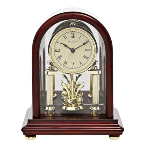 Image of Wm. Widdop Dark Walnut Finish Mantel Clock with Rotating Pendulum - W3418