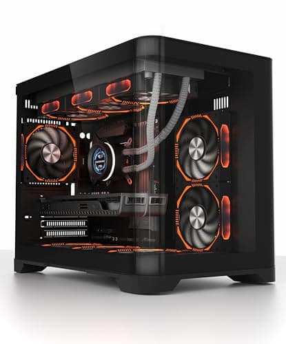 Image of 1st Player UV6 Micro ATX Black PC Gaming Case - Dual Chamber, Curved Panoramic Tempered Glass - UV6 Black No Fans