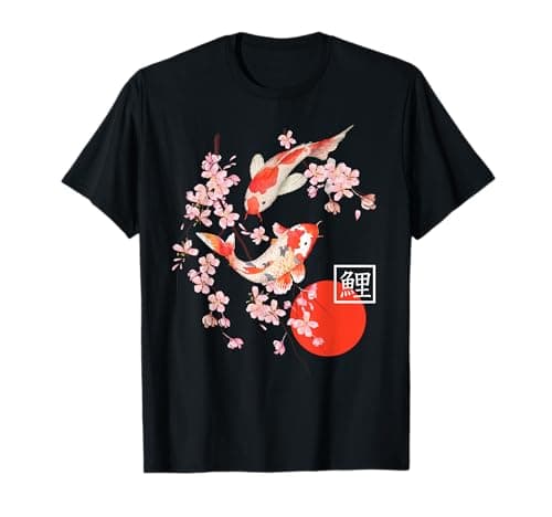 Image of Cherry Blossom Koi Carp Fish Japanese Sakura Graphic Art T-Shirt