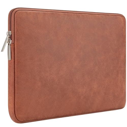 Image of RAINYEAR 11 Inch Laptop Sleeve PU Suede Leather Case Protective Cover Water Resistant Carrying Bag Compatible with 11.6 MacBook Air Surface Pro for 11" Notebook Computer Tablet Chromebook(Brown)