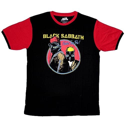 Image of Black Sabbath T Shirt Never Say Die Band Logo Official Unisex Black Ringer XL