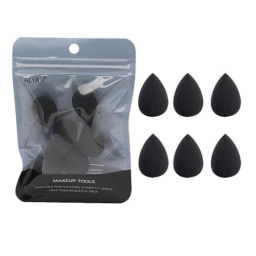Image of 6Pcs Mini Makeup Sponge, Black Small Beauty Sponge Blender Set for Foundation, Powder, Concealer Highlight,and Eye Shadow Makeup Blenders and Sponges