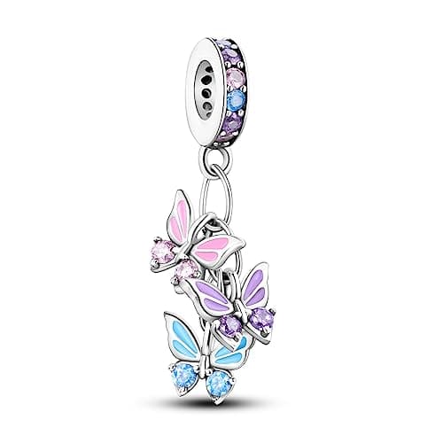 Image of Parmuz 925 Sterling Silver Charms for Bracelet Love Star Moon Travel Butterfly Cross Charms for Woman Dangle Pendants Beads Jewelry Gift…
