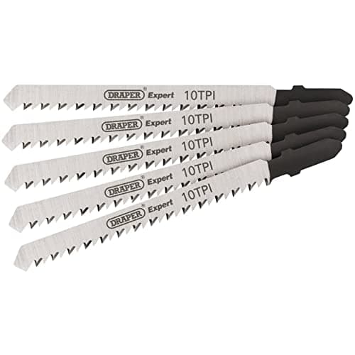 Image of Draper 81718 Expert 5 Piece DT101BR 100mm Jigsaw Blade Set, 230 V, Silver, 100 mm