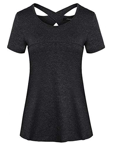 Image of iClosam Womens Gym Tops Short Sleeve Yoga T Shirt for Women Running Athletic Clothes Wear Casual Tunic Workout Top
