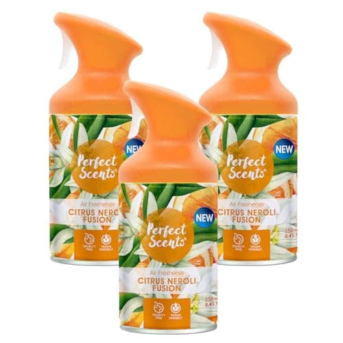 Image of 3x Perfect Scents Air Fresheners - Citrus/Cotton/Sakura/Mix - Vegan Friendly & Cruelty Free - 250ml/8.45 fl.oz (Citrus Neroli Fusion)