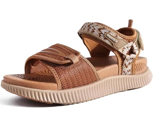 Image of KuaiLu Womens Orthopedic Walking Sandals Plantar Fasciitis Arch Support Ladies Recovery Sport Outdoor Travel Sandles Open Toe Thick Athletic Cushion Foam Sandals Adjustable Strap Khaki Size 6