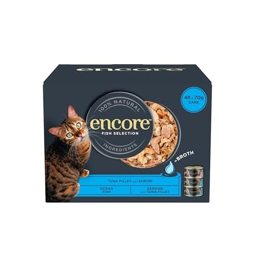 Image of Encore 100% Natural Wet Cat Food Multipack Fish Selection in Broth 4 x 12 x 70g (Total 48 Tins)